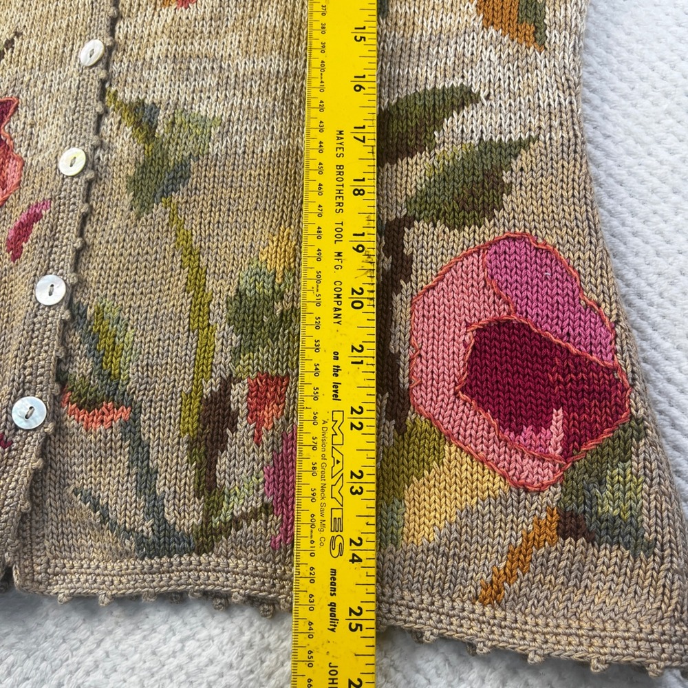 Peruvian‎ Connection Floral Embroidered Knit Vest Women's Size L Pima Cotton - Picture 4 of 7